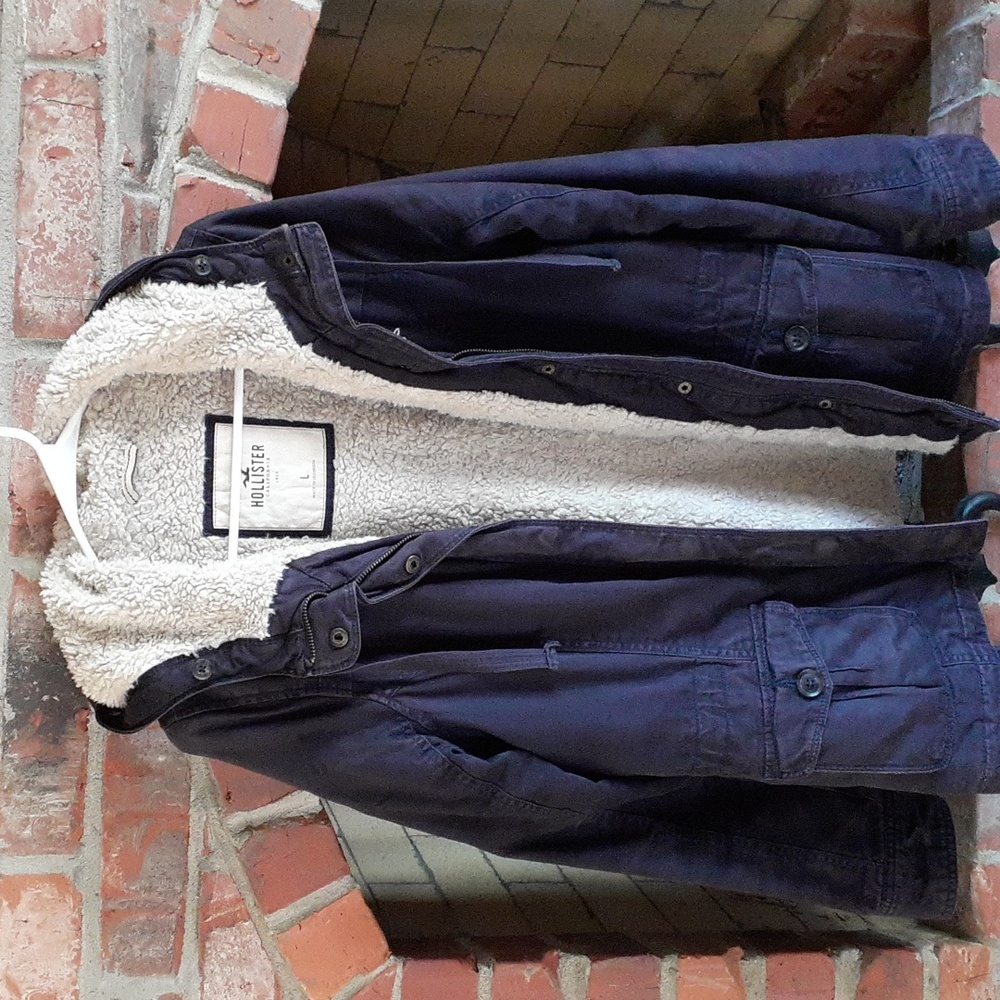 Hollister Fur Lined Jacket Blue